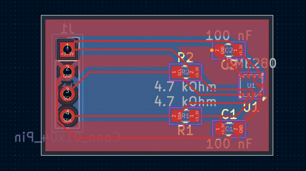 My sensor module in KiCad PCB editor